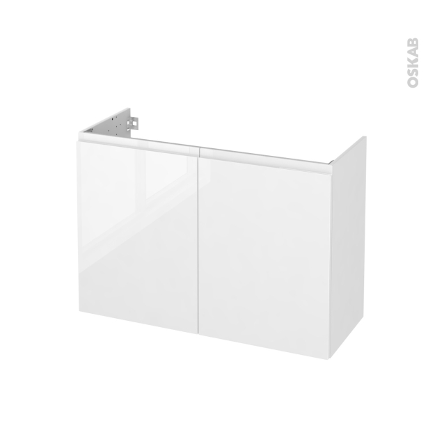 Meuble de salle de bains Sous vasque <br />IPOMA Blanc brillant, 2 portes, Côtés décors, L100 x H70 x P40 cm 