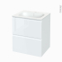 #Meuble de salle de bains Plan vasque NEMA <br />IPOMA Blanc brillant, 2 tiroirs, Côtés décors, L60,5 x H71,5 x P50,6 cm 