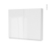 #Armoire de toilette Rangement haut <br />IPOMA Blanc brillant, 2 portes, Côtés décors, L80 x H70 x P17 cm 