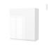 #Armoire de salle de bains Rangement haut <br />IPOMA Blanc brillant, 1 porte, Côtés décors, L60 x H70 x P27 cm 