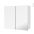 #Armoire de salle de bains Rangement haut <br />IPOMA Blanc brillant, 2 portes miroir, Côtés décors, L80 x H70 x P27 cm 