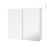 #Armoire de toilette Rangement haut <br />IPOMA Blanc brillant, 2 portes miroir, Côtés décors, L80 x H70 x P17 cm 