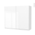 #Armoire de salle de bains Rangement haut <br />IPOMA Blanc brillant, 2 portes, Côtés décors, L80 x H70 x P27 cm 