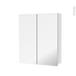 #Armoire de toilette - Rangement haut - IPOMA Blanc brillant - 2 portes miroir - Côtés décors - L60 x H70 x P17 cm