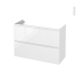 #Meuble de salle de bains Sous vasque <br />IPOMA Blanc brillant, 2 tiroirs, Côtés décors, L100 x H70 x P40 cm 