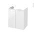 #Meuble de salle de bains - Sous vasque - IPOMA Blanc brillant - 2 portes - Côtés décors - L60 x H70 x P40 cm