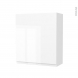 Armoire de salle de bains - Rangement haut - IPOMA Blanc brillant - 1 porte - Côtés décors - L60 x H70 x P27 cm