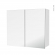 Armoire de salle de bains - Rangement haut - IPOMA Blanc brillant - 2 portes miroir - Côtés décors - L80 x H70 x P27 cm