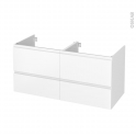 Meuble de salle de bains - Sous vasque double - IPOMA Blanc mat - 4 tiroirs - Côtés décors - L120 x H57 x P50 cm