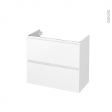 Meuble de salle de bains - Sous vasque - IPOMA Blanc mat - 2 tiroirs - Côtés décors - L80 x H70 x P40 cm