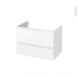 Meuble de salle de bains - Sous vasque - IPOMA Blanc mat - 2 tiroirs - Côtés décors - L80 x H57 x P50 cm