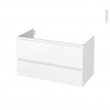 Meuble de salle de bains - Sous vasque - IPOMA Blanc mat - 2 tiroirs - Côtés décors - L100 x H57 x P50 cm
