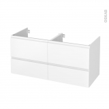 Meuble de salle de bains - Sous vasque double - IPOMA Blanc mat - 4 tiroirs - Côtés décors - L120 x H57 x P50 cm