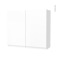 Armoire de salle de bains - Rangement haut - IPOMA Blanc mat - 2 portes - Côtés blancs - L80 x H70 x P27 cm