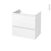 Meuble de salle de bains - Sous vasque - IPOMA Blanc mat - 2 tiroirs - Côtés décors - L60 x H57 x P40 cm