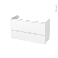 Meuble de salle de bains - Sous vasque - IPOMA Blanc mat - 2 tiroirs - Côtés décors - L100 x H57 x P40 cm
