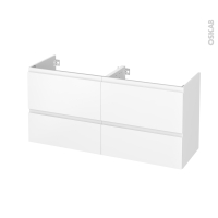 Meuble de salle de bains - Sous vasque double - IPOMA Blanc mat - 4 tiroirs - Côtés décors - L120 x H57 x P40 cm