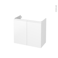 Meuble de salle de bains - Sous vasque - IPOMA Blanc mat - 2 portes - Côtés décors - L80 x H70 x P40 cm