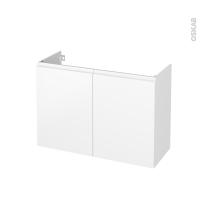 Meuble de salle de bains - Sous vasque - IPOMA Blanc mat - 2 portes - Côtés décors - L100 x H70 x P40 cm