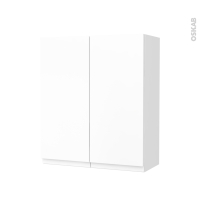 Armoire de salle de bains - Rangement haut - IPOMA Blanc mat - 2 portes - Côtés décors - L60 x H70 x P27 cm