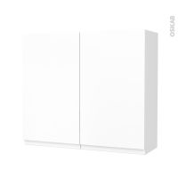 Armoire de salle de bains - Rangement haut - IPOMA Blanc mat - 2 portes - Côtés décors - L80 x H70 x P27 cm
