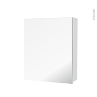 Armoire de toilette - Rangement haut - IPOMA Blanc mat - 1 porte miroir - Côtés décors - L60 x H70 x P17 cm