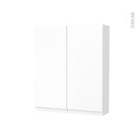 Armoire de toilette - Rangement haut - IPOMA Blanc mat - 2 portes - Côtés décors - L60 x H70 x P17 cm