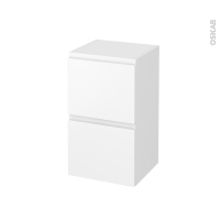 Meuble de salle de bains - Rangement bas - IPOMA Blanc mat - 2 tiroirs 1 tiroir à l'anglaise - L40 x H70 x P37 cm