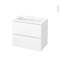 Meuble de salle de bains - Plan vasque NAJA - IPOMA Blanc mat - 2 tiroirs - Côtés décors - L100,5 x H71,5 x P50,5 cm