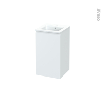 Meuble de salle de bains - Plan vasque ODON - IPOMA Blanc mat - 1 porte - Côtés décors -  L41 x H71,5 x P41 cm