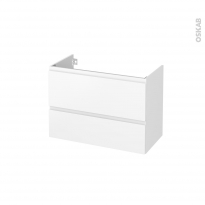 Meuble de salle de bains - Sous vasque - IPOMA Blanc mat - 2 tiroirs - Côtés décors - L80 x H57 x P40 cm