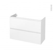 Meuble de salle de bains - Sous vasque - IPOMA Blanc mat - 2 tiroirs - Côtés décors - L100 x H70 x P40 cm