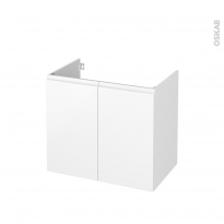 Meuble de salle de bains - Sous vasque - IPOMA Blanc mat - 2 portes - Côtés décors - L80 x H70 x P50 cm