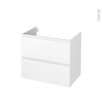 Meuble de salle de bains - Sous vasque - IPOMA Blanc mat - 2 tiroirs - Côtés décors - L80 x H70 x P50 cm