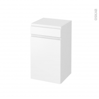 Meuble de salle de bains - Rangement bas - IPOMA Blanc mat - 1 porte 1 tiroir - L40 x H70 x P37 cm