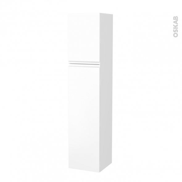 Colonne de salle de bains - 2 portes - IPOMA Blanc mat - Côtés blancs - Version A - L40 x H182 x P40 cm