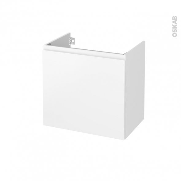 Meuble de salle de bains - Sous vasque - IPOMA Blanc mat - 1 porte - Côtés décors - L60 x H57 x P40 cm