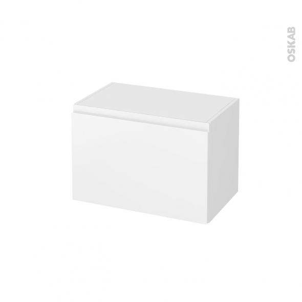 Meuble de salle de bains - Rangement bas - IPOMA Blanc mat - 1 tiroir - L60 x H41 x P37 cm