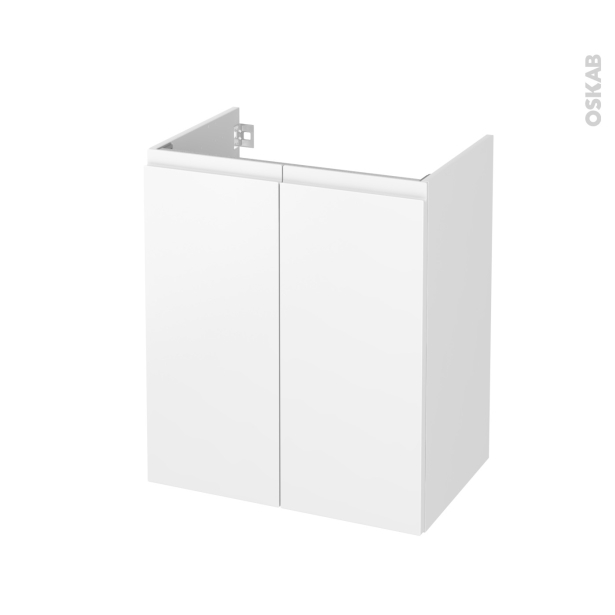 Meuble de salle de bains Sous vasque <br />IPOMA Blanc mat, 2 portes, Côtés décors, L60 x H70 x P40 cm 
