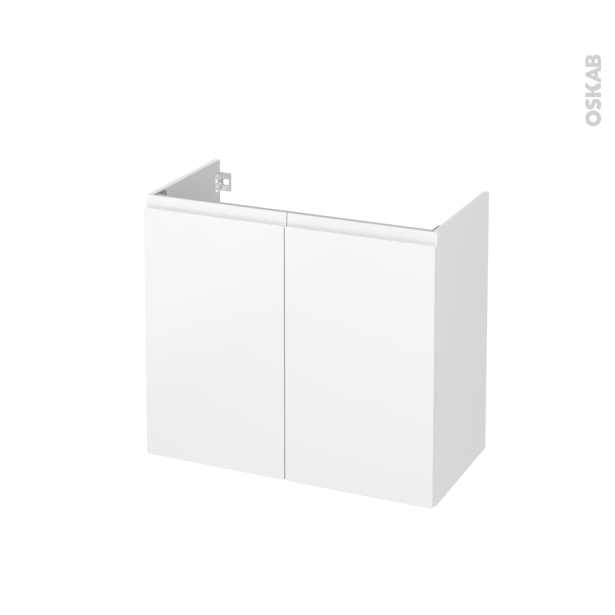 Meuble de salle de bains Sous vasque <br />IPOMA Blanc mat, 2 portes, Côtés décors, L80 x H70 x P40 cm 