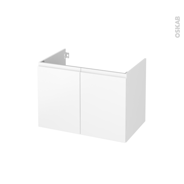 Meuble de salle de bains Sous vasque <br />IPOMA Blanc mat, 2 portes, Côtés décors, L80 x H57 x P50 cm 