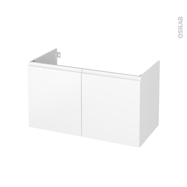 Meuble de salle de bains Sous vasque <br />IPOMA Blanc mat, 2 portes, Côtés décors, L100 x H57 x P50 cm 