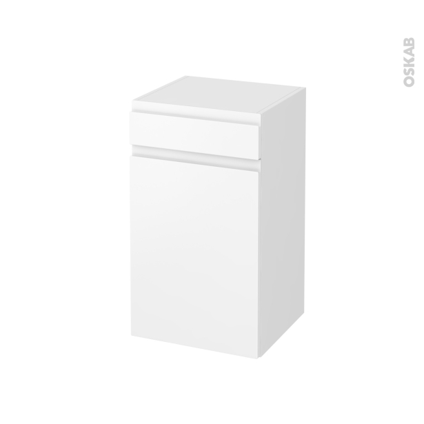 Meuble de salle de bains Rangement bas <br />IPOMA Blanc mat, 1 porte 1 tiroir, L40 x H70 x P37 cm 