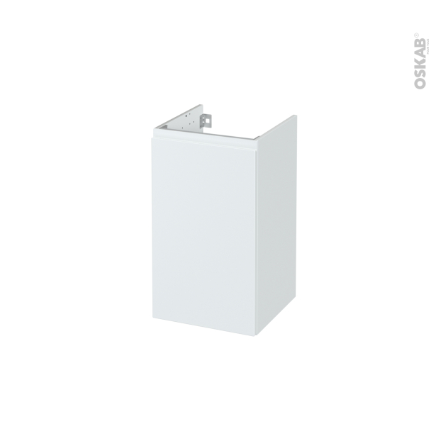 Meuble de salle de bains Sous vasque <br />IPOMA Blanc mat, 1 porte, Côtés décors,  L40 x H70 x P40 cm 