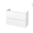 #Meuble de salle de bains Sous vasque <br />IPOMA Blanc mat, 2 tiroirs, Côtés décors, L100 x H70 x P40 cm 