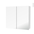 #Armoire de toilette Rangement haut <br />IPOMA Blanc mat, 2 portes miroir, Côtés décors, L80 x H70 x P17 cm 
