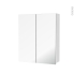 #Armoire de toilette - Rangement haut - IPOMA Blanc mat - 2 portes miroir - Côtés décors - L60 x H70 x P17 cm