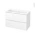 #Meuble de salle de bains - Plan vasque NAJA - IPOMA Blanc mat - 2 tiroirs - Côtés décors - L80,5 x H58,5 x P50,5 cm