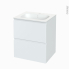 #Meuble de salle de bains Plan vasque NEMA <br />IPOMA Blanc mat, 2 tiroirs, Côtés décors, L60,5 x H71,5 x P50,6 cm 