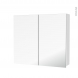 Armoire de toilette - Rangement haut - IPOMA Blanc mat - 2 portes miroir - Côtés décors - L80 x H70 x P17 cm